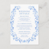 Détails du mariage élégant au pli bleu Carte (Devant)