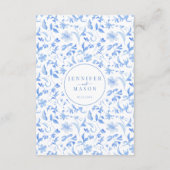 Détails du mariage élégant au pli bleu Carte (Dos)