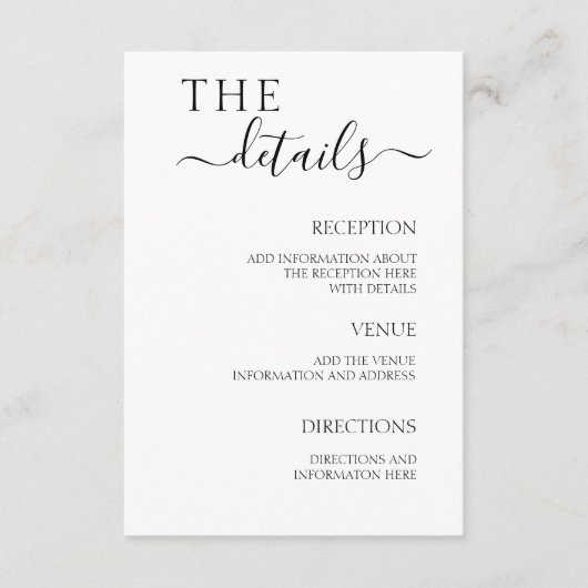 Détails du Mariage Encart Minimaliste Simple (Devant)