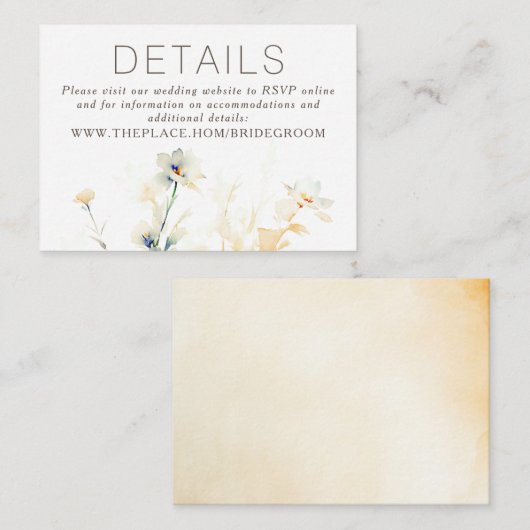 Détails du Mariage floral Petite carte de boîtier (Devant / Derrière)
