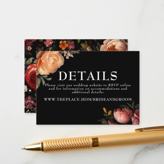 Détails du Mariage floral Petite carte de boîtier (Devant/Arrière en situation)