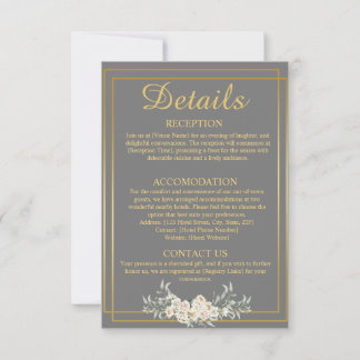 Détails du Mariage gris et or Carte de boîtier