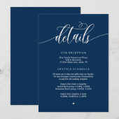 Détails du Mariage moderne, carte bleue marine fer (Devant / Derrière)
