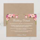 Détails du Mariage rose Kraft Insérer une carte (Devant / Derrière)