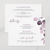 Détails du Mariage violet Carte Floral Garden (Devant / Derrière)