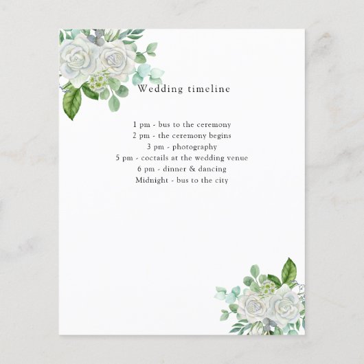 Détails du programme de mariage à fleurs blanches (Dos)