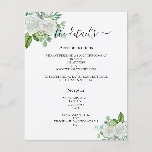 Détails du programme de mariage à fleurs blanches (Devant)