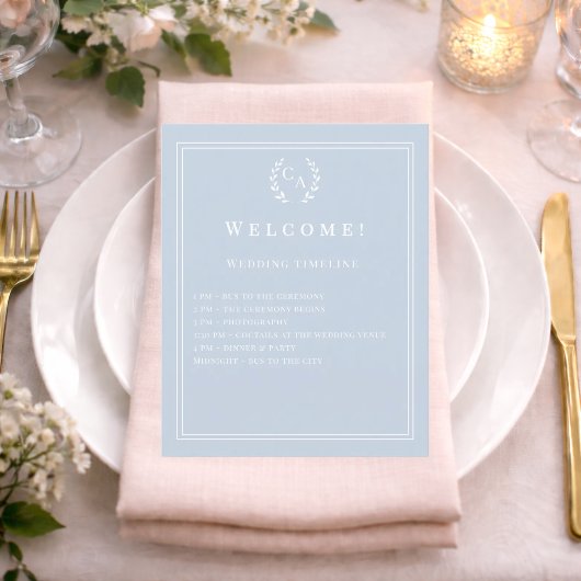 Détails du programme de mariage avec monogramme bl