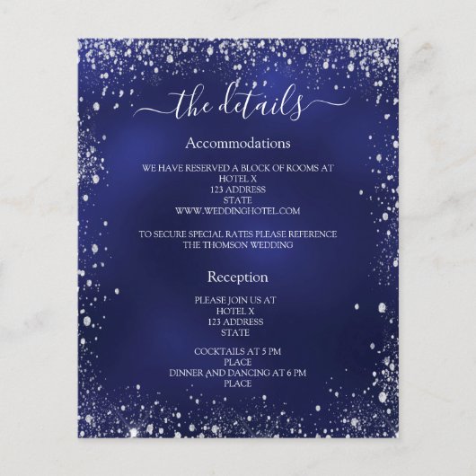 Détails du programme de mariage bleu marine en arg (Devant)