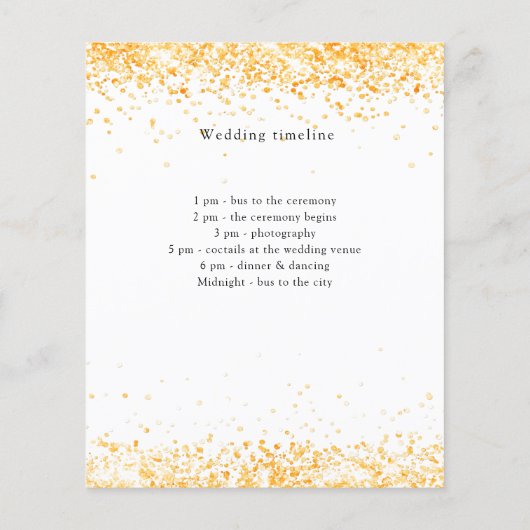 Détails du programme de mariage du confetti en or (Dos)