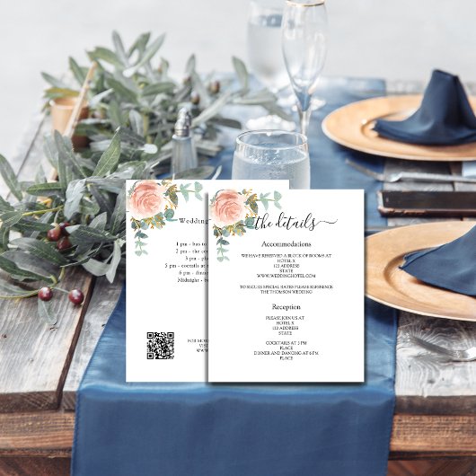 Détails du programme de mariage floral rose
