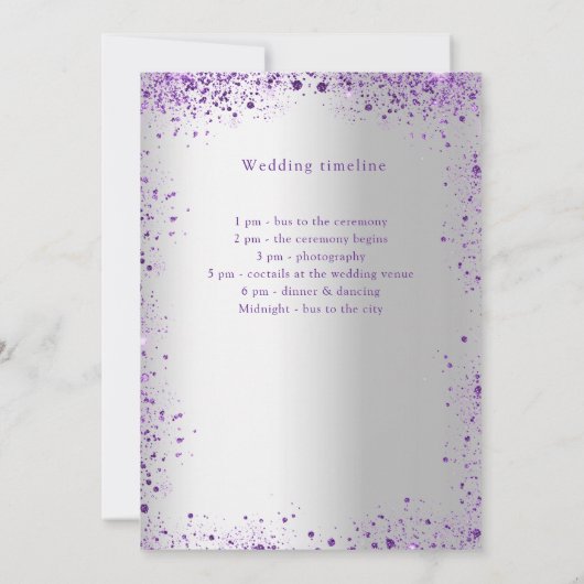 Détails du programme de mariage violet argenté (Dos)