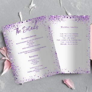 Détails du programme de mariage violet argenté