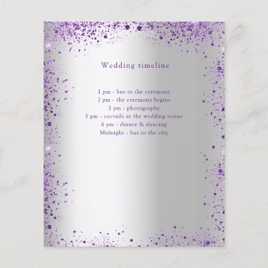 Détails du programme de mariage violet argenté (Dos)