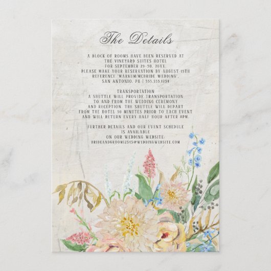 Details Eenvoudig Modern Foliage Bloemen Informatiekaartje (Voorkant)