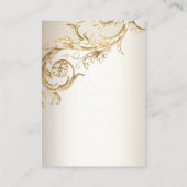 Details Elegant Gold Floral Damask Script Weduwsch Informatiekaartje (Achterkant)