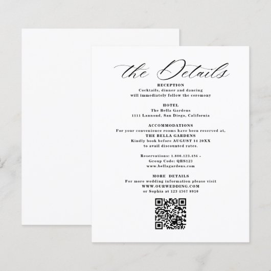 Détails et cartes de boîtier Mariage de code QR (Devant / Derrière)