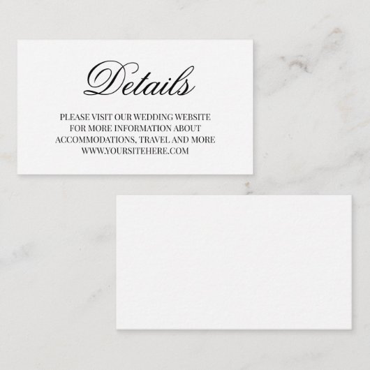Details fancy scriptkalligrafie bruiloft informatiekaartje (Voorkant / Achterkant)