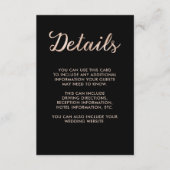 Details Faux Roos Gold Bokeh en Black Guest Informatiekaartje (Voorkant)