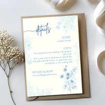 Détails Floral bleu et blanc Mariage et RSVP