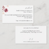 Détails floraux de Bourgogne et rose Carte de boît (Devant / Derrière)