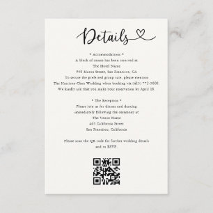Details Hart QR Code RSVP Trouwkaart Bijlage