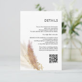 Détails/informations de mariage Pampas rose carte (Debout devant)