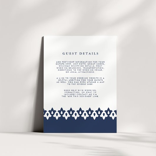 Details Kaart Arabesque Wedding Guest | marine