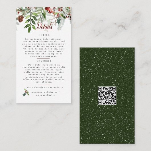 Details kerstbruiloft met QR Informatiekaartje (Voorkant / Achterkant)