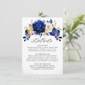 details koninklijke blauwe goudbloem rond het huwe informatiekaartje (Staand voorkant)