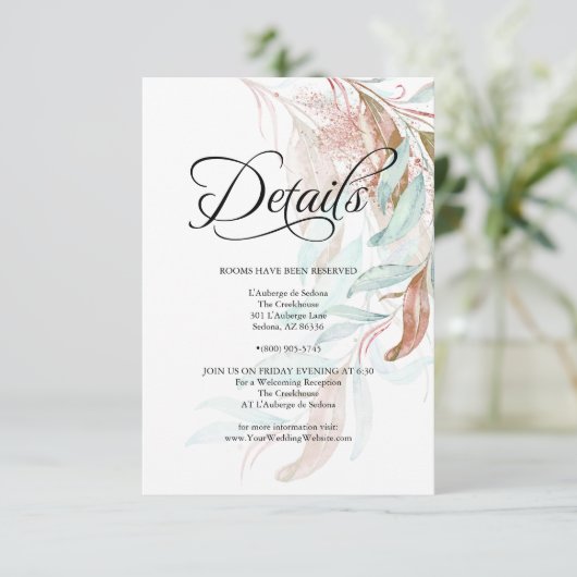 DETAILS | Koraal Aqua Teal Cascadend blad Informatiekaartje (Staand voorkant)