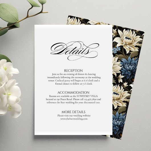 Détails minimaux du Mariage Boîtier Carte dos flor