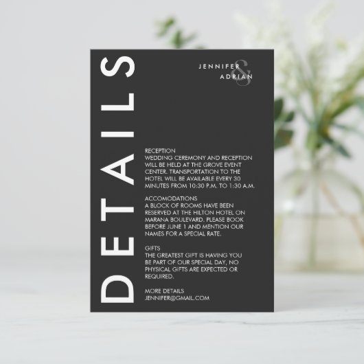 Détails minimaux du Mariage Invitation (Debout devant)