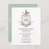 Details Monogram Woodland Crest Wedding Guest Informatiekaartje (Voorkant / Achterkant)