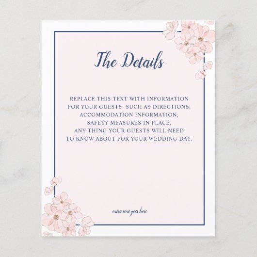 DETAILS OVER BUDGET Pink Glitter Navy Floral Weddi (Voorkant)