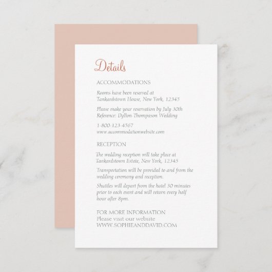 Details over het huwelijk van Floral Butterfly Gar Informatiekaartje (Voorkant / Achterkant)