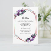 Details over Paarse Floral Wedding Informatiekaartje (Staand voorkant)