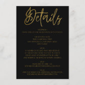 Details over zwarte en goudbruine bruiloft informatiekaartje (Voorkant)