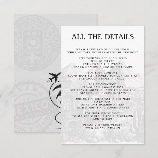 Details paspoort Mexico Informatiekaartje (Voorkant / Achterkant)