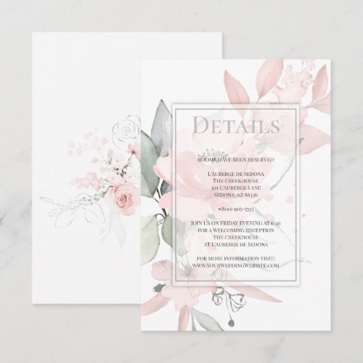 DETAILS | Roze Rozen van de Waterverf Kaart (Voorkant / Achterkant)