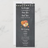 Details Rustic Herfst Pumpkin Chalk Wedding Progra Kaart (Voorkant)