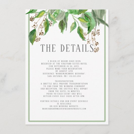 Details Simple Moderne Foliage Hexagon Geometric Informatiekaartje (Voorkant)