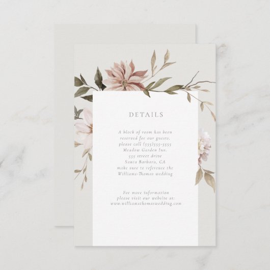 Détails sur les fleurs sauvages Insérer une carte  (Devant / Derrière)