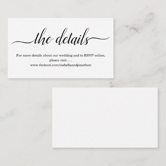 Details van bruiloft Website Enclosure Card - Eenv Informatiekaartje (Voorkant / Achterkant)