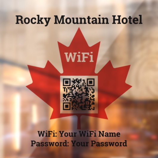 Details van Canadian Hotel WiFi Plus QR-code Raamsticker (Vel 2)