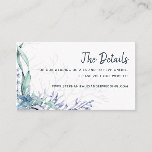 Details van de blauwe Waterverf Beach Weddenschap  Informatiekaartje (Voorkant)