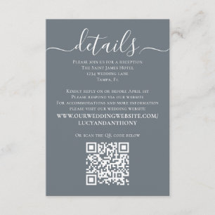 Details van de Dell Blue Minimalist QR Code Callig Informatiekaartje