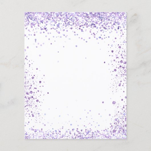 Details van het budgetviolet glitter-trouwprogramm (Achterkant)