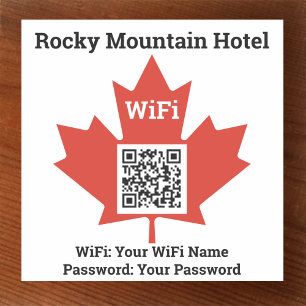 Details van het Canadese hotel-wifi plus QR-code Sticker