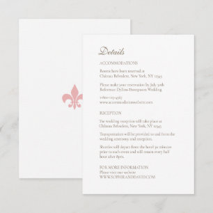 Details van het Franse Regency Pink Fleur de Lis W Informatiekaartje